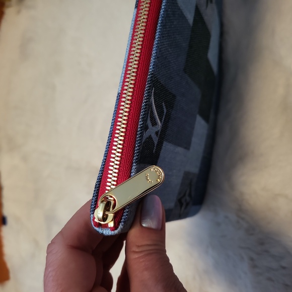 LOUIS VUITTON Denim Damier Monogram Patchwork Neverfull MM Pochette Blue Rouge - Picture 6 of 10